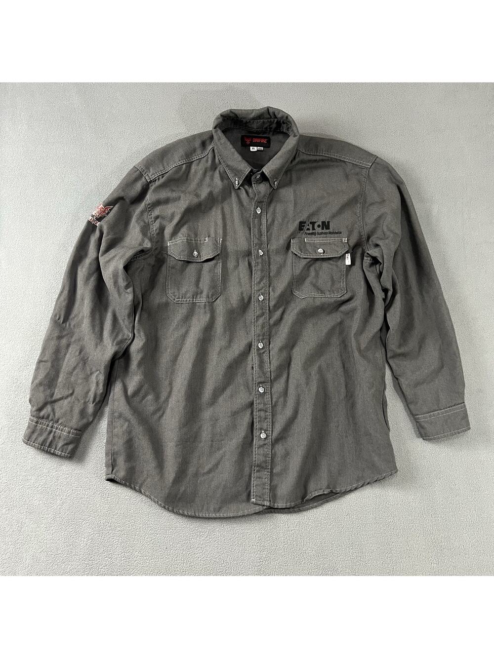 DRIFIRE Shirt Mens XL Gray TecGen FR Flame Resistant CAT 2 Button Up Workwear